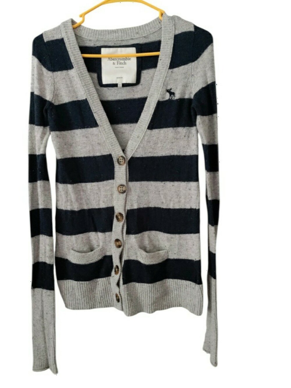Y2K Abercrombie & Fitch Striped Cardigan Sweater University Preppy Knit